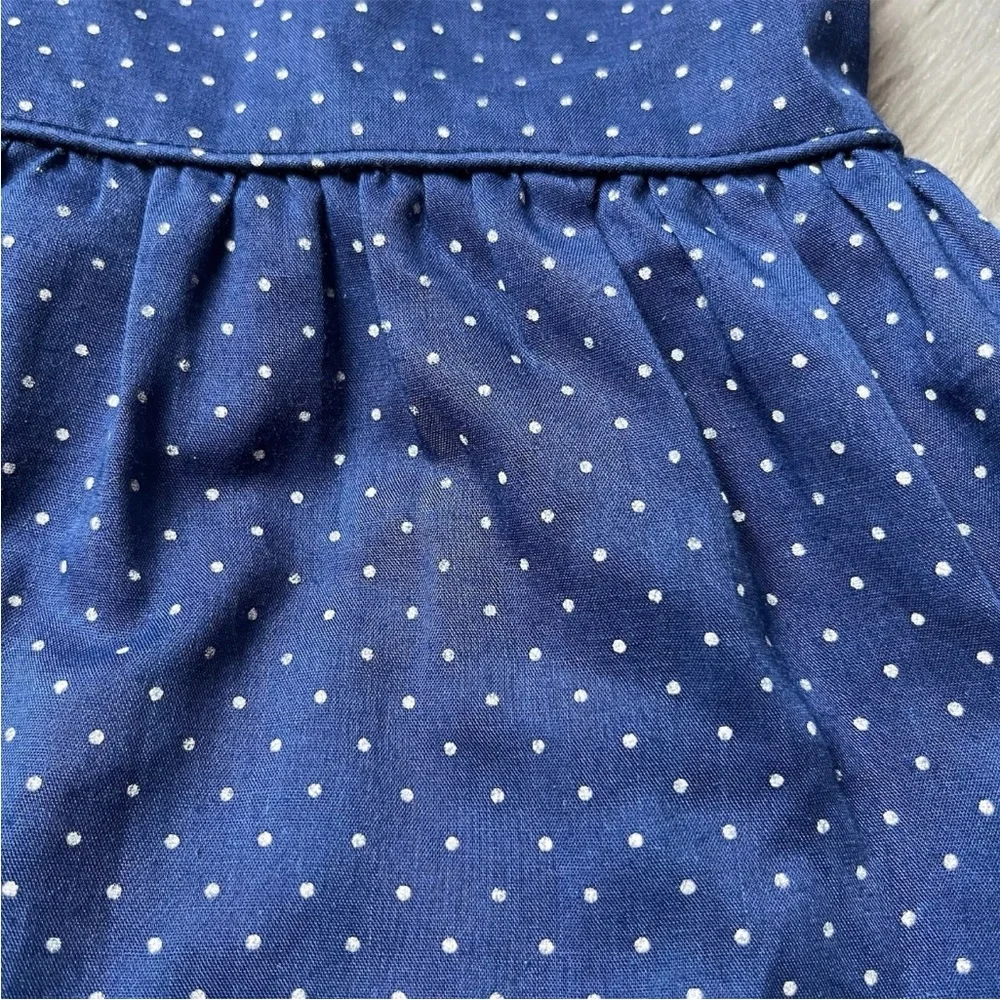 Vintage Winnie The Pooh Brand Toddler Girls Dress Navy White Polka Dot